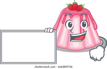 cartoon character of strawberry jelly design concept bring a board