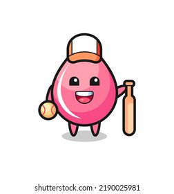 Cartoon character of strawberry juice drop as a baseball player , cute style design for t shirt, sticker, logo element