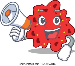 Cartoon character of streptococcus pneumoniae having a megaphone