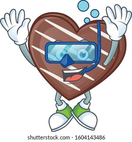 cartoon character of stripes chocolate bar wearing Diving glasses