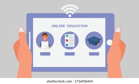 Cartoon character Student Login online communication concepts.Distance Learning Information Technology vector illustration Education online Learn at home With the epidemic situation Content.