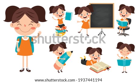 Cartoon Character Studying And Learning