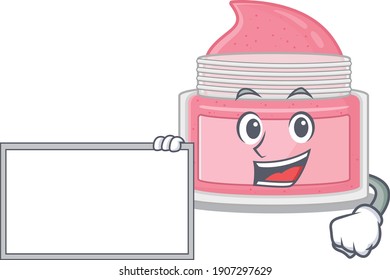 Cartoon character style of body srub holding a white board. Vector illustration
