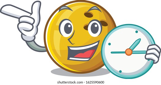 cartoon character style bowling ball having clock