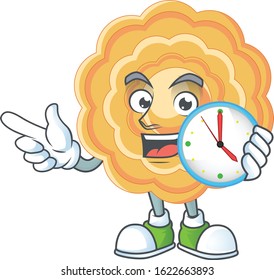 cartoon character style chinese mooncake having clock