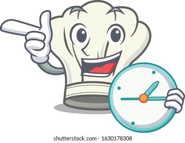 cartoon character style cook hat having clock