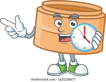 cartoon character style dimsum basket having clock