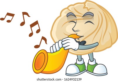 cartoon character style of dumpling performance with trumpet