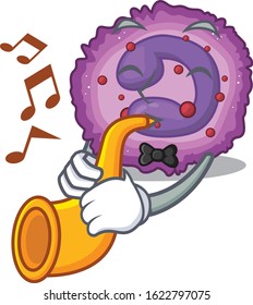 cartoon character style of eosinophil cell performance with trumpet
