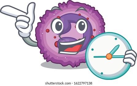 cartoon character style eosinophil cell having clock