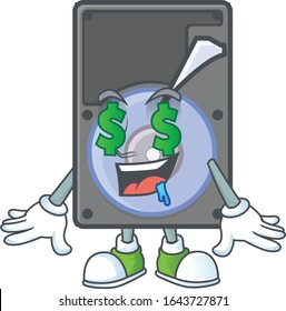 cartoon character style of hard disk with Money eye