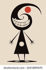 Cartoon character in the style of Joan Miro Abstract Painting with Geometric Shapes.