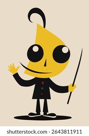 Personagem de desenho animado no estilo de Joan Miro Abstract Painting with Geometric Shapes. Vetor,