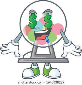 cartoon character style of lottery machine ball with Money eye
