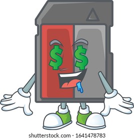 cartoon character style of memory card with Money eye
