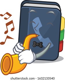 cartoon character style of phone book performance with trumpet