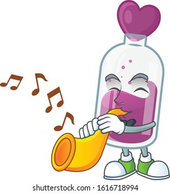 cartoon character style of purple potion performance with trumpet
