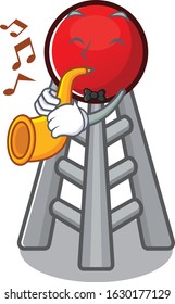 cartoon character style of radio tower performance with trumpet