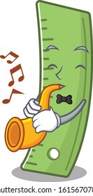 cartoon character style of ruler performance with trumpet