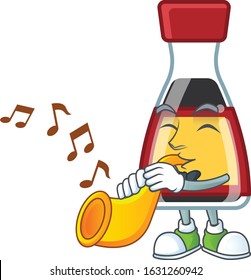 cartoon character style of say asian sauce performance with trumpet