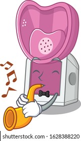 cartoon character style of steam inhaler performance with trumpet