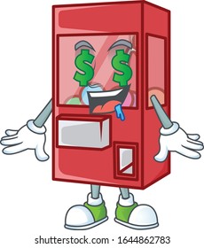 cartoon character style of toy claw machine with Money eye