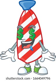cartoon character style of USA stripes tie with Money eye