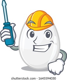 el huevo blanco al estilo de personaje de caricatura que funciona como un automóvil