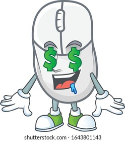 cartoon character style of white mouse with Money eye