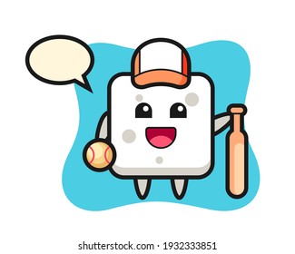 Caricatura del cubo de azúcar como jugador de béisbol