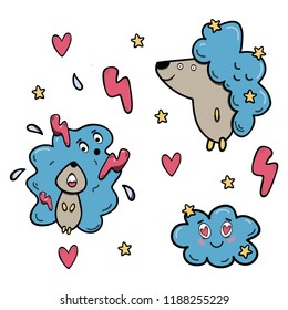 cartoon character suit. cloud,hedgehog,friends
