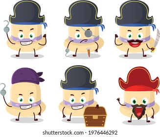Cartoon character of summer hat with various pirates emoticons