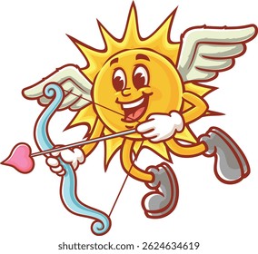 Cartoon character sun is becoming cupid