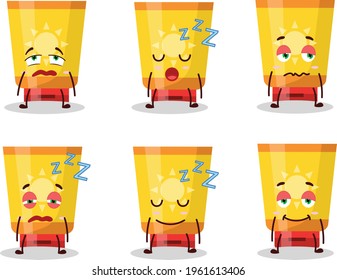 Cartoon character of sun block with sleepy expression