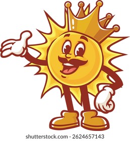 Cartoon character of the sun king with crown