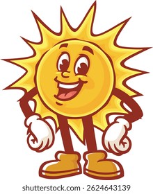 Cartoon character sun laughing happily