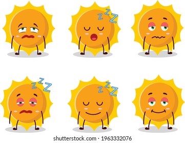 Cartoon character of sun with sleepy expression