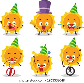 Cartoon character of sun with various circus shows