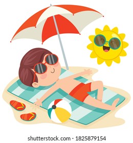 Personaje De Caricatura Para Tomar El Sol En La Playa