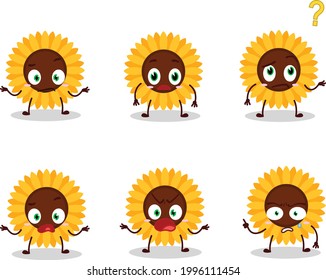 Caricatura del girasol con qué expresión. Ilustración del vector