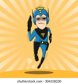 cartoon character super hero - vector illustration