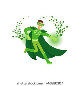 Cartoon character of superhero in fight action