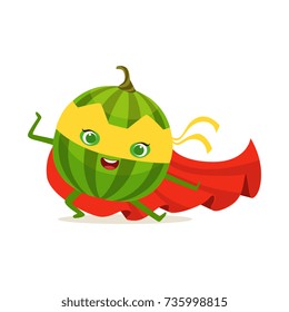 Cartoon character of superhero watermelon in fighter pose