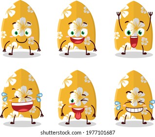 Cartoon character of surfing board with smile expression