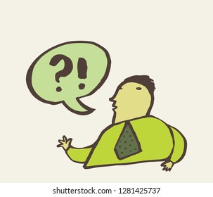 A cartoon character is surprised by something.