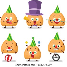 Cartoon character of sweet cookies with various circus shows. Vector illustration