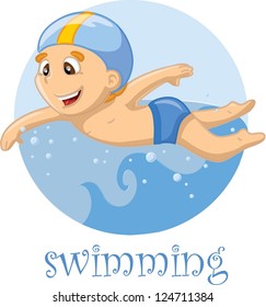 Cartoon character swimmer