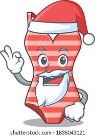 cartoon character of swimsuit Santa having cute ok finger