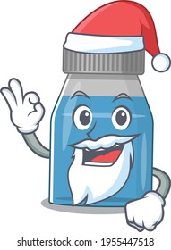 cartoon character of syrup medicine Santa with cute ok finger. Vector illustration
