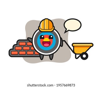 Cartoon character of target archery as a builder, cute style design for t shirt, sticker, logo element